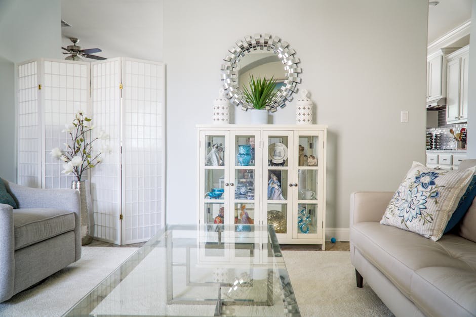 A bright, impeccably clean modern living room showcasing our house cleaning results